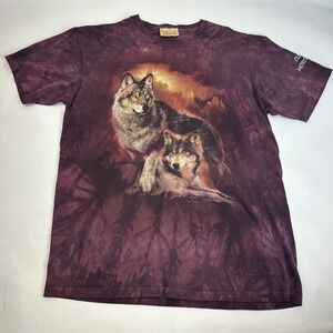 The Mountain Wolf Graphic Tie Dye T-Shirt Plum Burgundy Mens M Cleveland Zoo